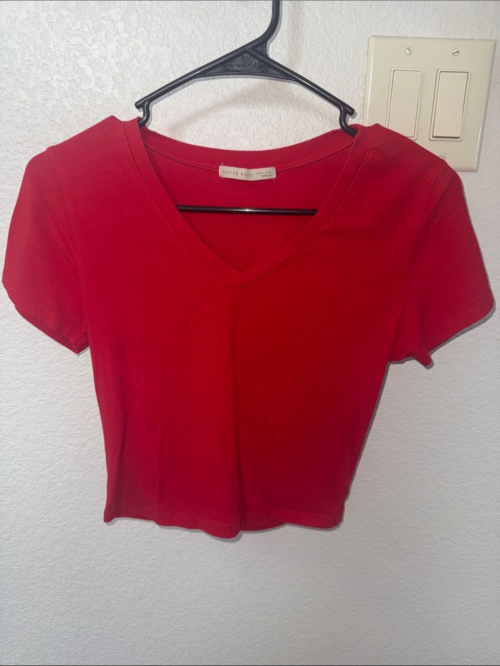 Red V-Neck Cropped Tee
